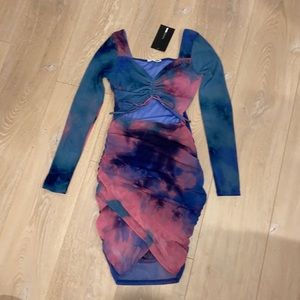 Tie dye ruched dress